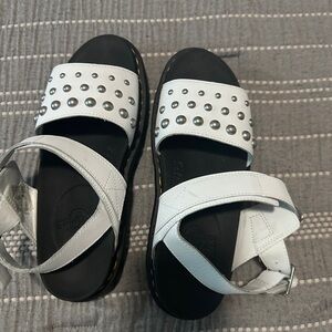 Dr. Martens White and Black Studded Sandals
